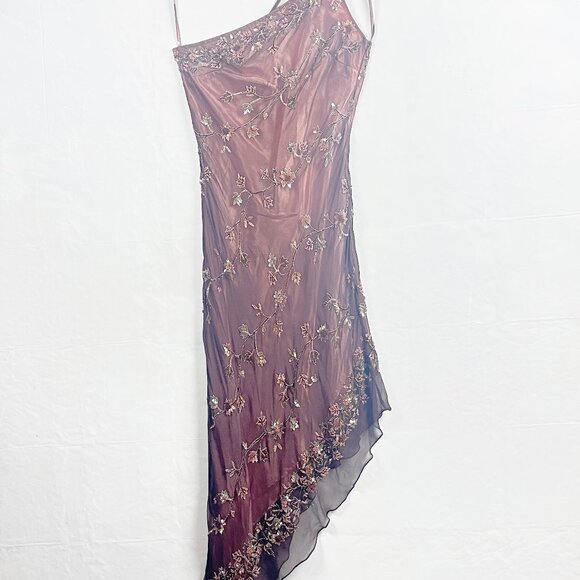 Scala Dresses & Skirts - Vintage Scala 100% Silk Beaded Assymetrical Dress Large